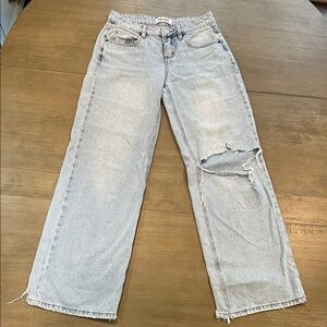 RSQ Womens Low Rise Destructed Baggy Jeans MEDIUM WASH size 23